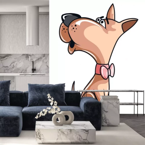 Sticker Hund mit roter Fliege und spitzen Ohren