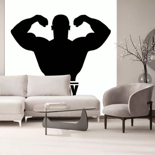 Sticker Eine Grafik mit der Silhouette eines Bodybuilders und dem Slogan Bodybuilding