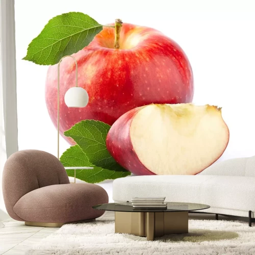 Sticker Apfel in Rot auf weißem Hintergrund