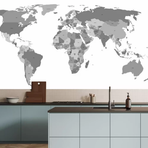 Fototapete Graue politische Weltkarte