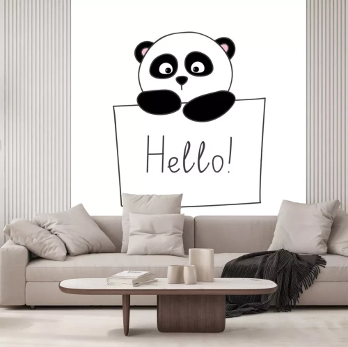Sticker Pandabär mit Hello-Banner