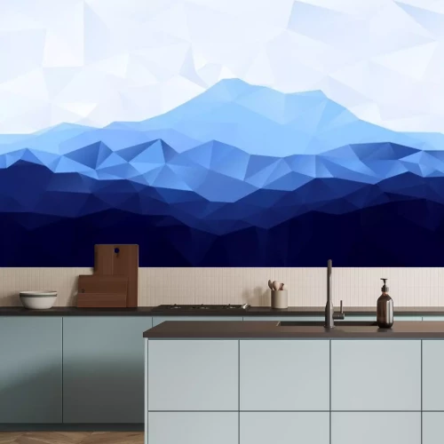 Sticker Triangle niedrigen Poly Polygon geometrischen Hintergrund mit blauem Berg