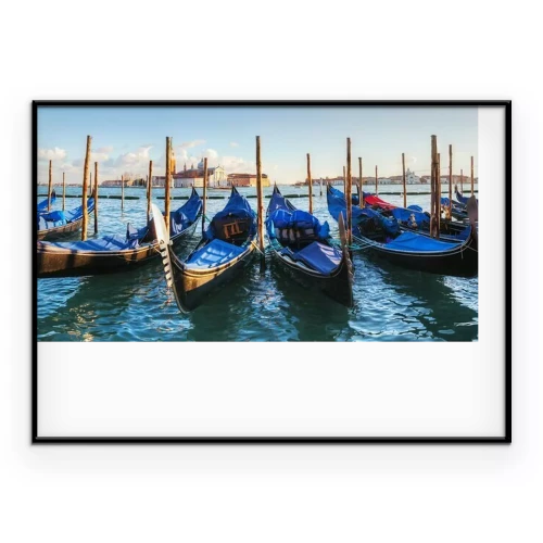 Poster Vertäute Gondeln in Venedig