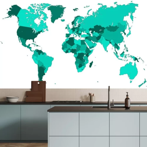 Sticker Weltkarte - einzelne Länder in Türkis