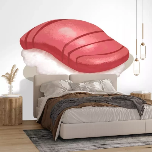 Sticker Sushi auf einer minimalistischen Grafik