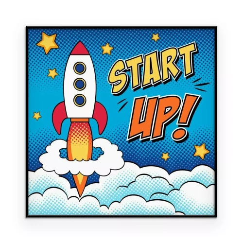 Poster Pop-Art-Weltraumraketenstart