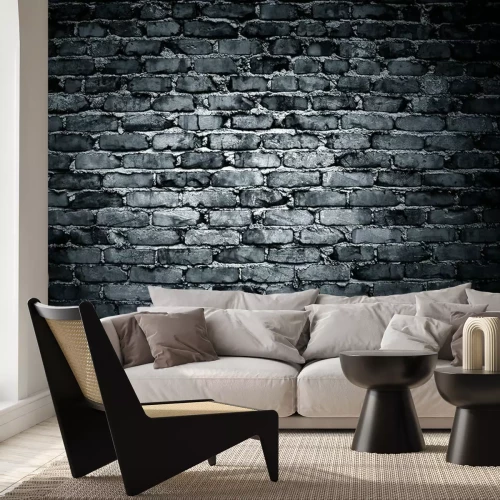 Fototapete Weiß-schwarze Ziegelmauer