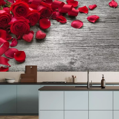 Sticker Rosen auf Holzbrett