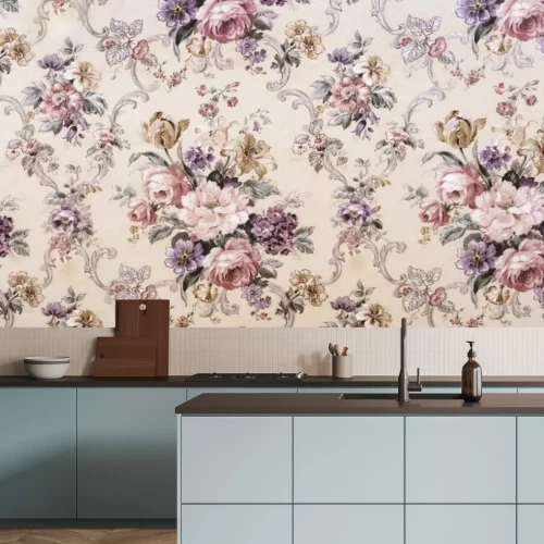 Fototapete Weinleseblumenmuster