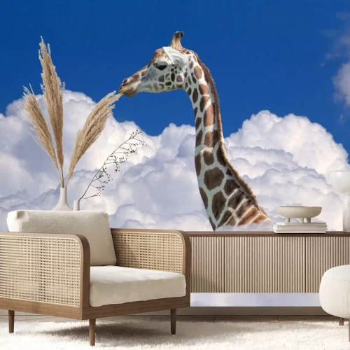 Sticker Giraffe mit Kopf in den Wolken