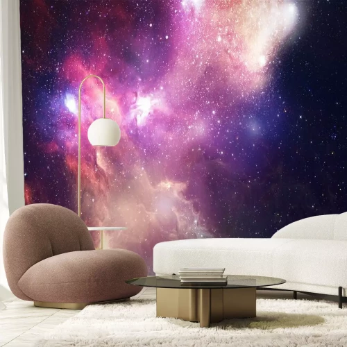 Sticker Galaxie voller Sterne in Rosa Violett und Rot