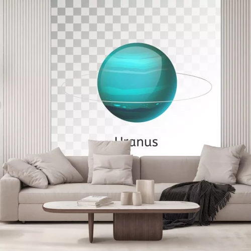 Sticker 3D Planeten Uranus mit einem dünnen Ring