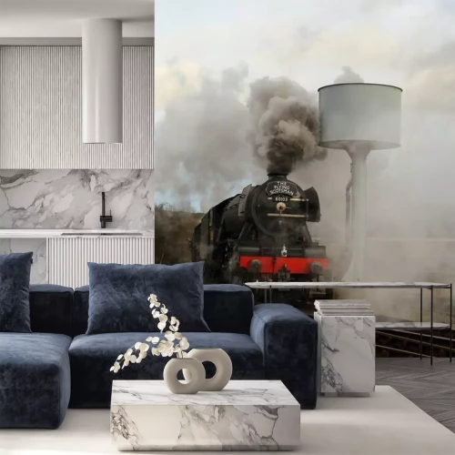 Sticker Fliegender Schotte mit Dampf und Rauch.