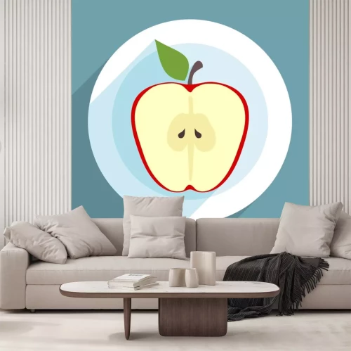 Sticker Roter Apfel aufgeschnitten auf einem Teller