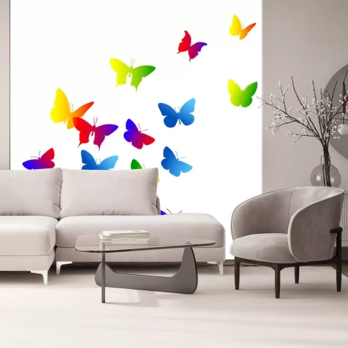 Sticker Grüne gelbe und rote Schmetterlinge