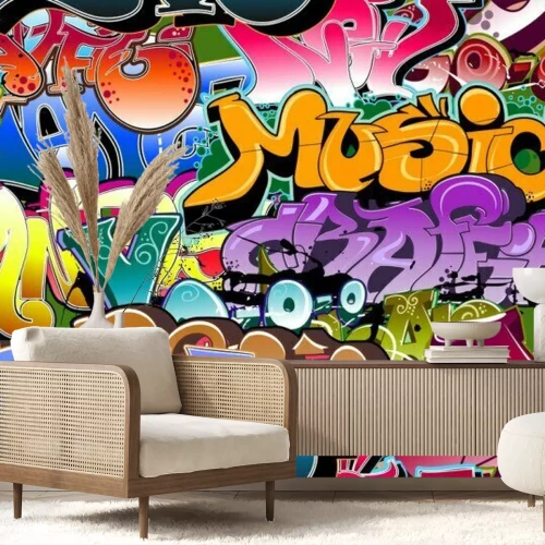 Fototapete Bunte Inschriften im Graffiti-Stil
