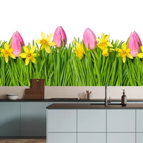 Sticker Rosa Tulpen mit Narzissen