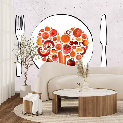 Sticker Gemüse und Obst auf einem Teller