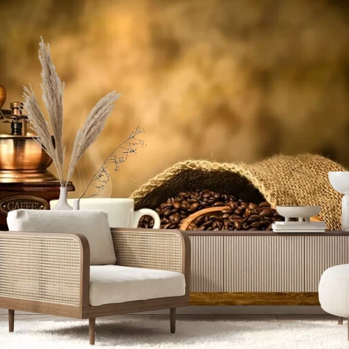 Fototapete Espresso-Kaffee mit alten Kaffeemühle