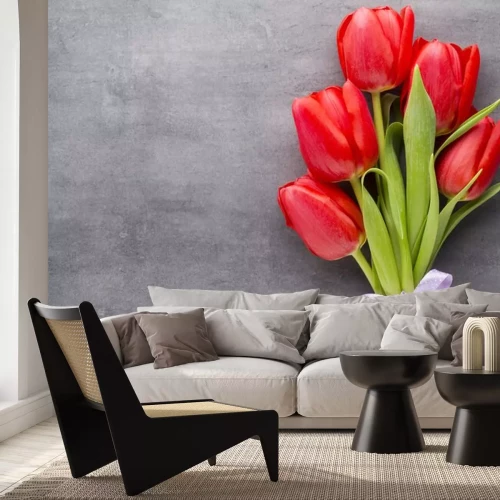 Sticker Rote Tulpen auf Beton