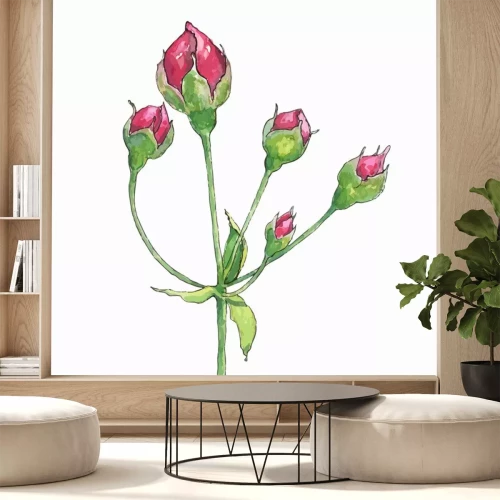 Sticker Zeichnung mit Rosenknospen