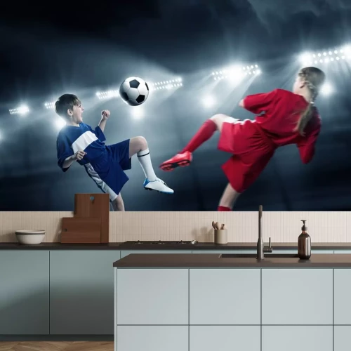 Sticker 3D Fußball Foto von spielenden Kindern