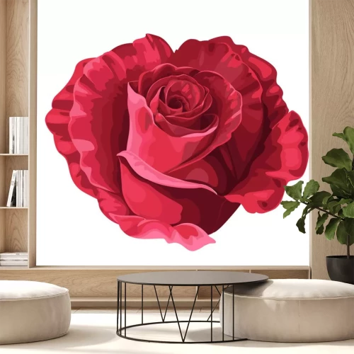 Sticker Rote Rose mit Farben bemalt