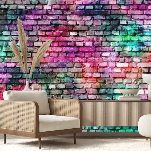 Fototapete Bunte Ziegelwand