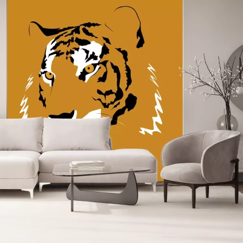 Sticker Tiger Kopf schwarz-weiße Konturen