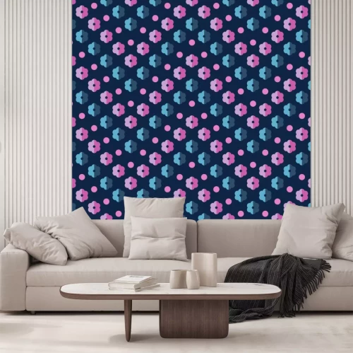 Sticker Nahtlose bunte Vektor Hintergrund mit dekorativen Blumen und Tupfen