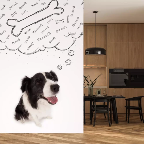 Sticker Hunde Border Collie träumt von Knochen