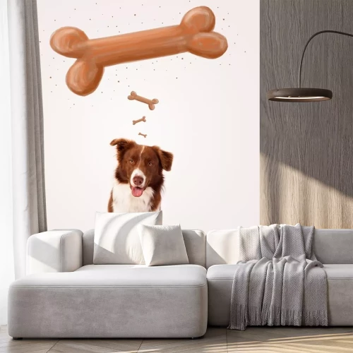 Sticker Border Collie Hunde und Cartoon-Knochen