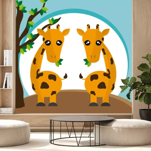 Sticker Illustration mit Giraffen