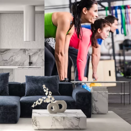 Sticker Funktionelles Fitness Training im Fitnessstudio mit Kettlebell