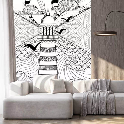 Sticker Handgezeichnet künstlerisch ethnischen ornamentalen gemusterten Leuchtturm w