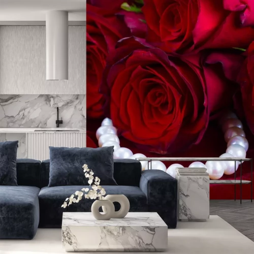 Sticker Rote Rosen und Perlen