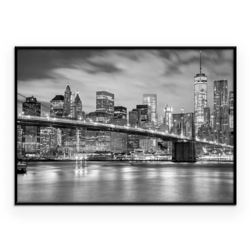 Poster Manhattan und Brooklyn-Brücke Schwarzweiss, New York