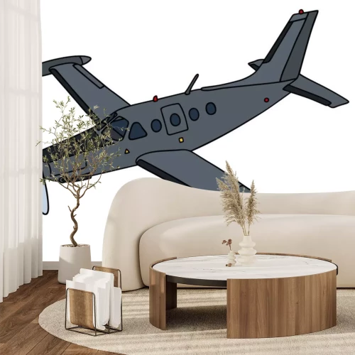 Sticker Dunkle Propellerflugzeug / Handzeichnung, Vektor-Illustration