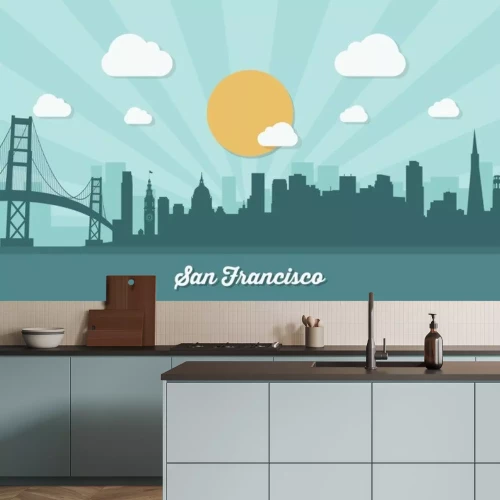 Sticker San Francisco Skyline - flaches Design