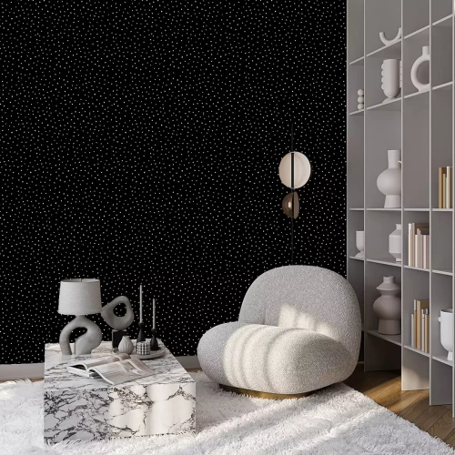 Tapete Muster mit weißen Punkten auf schwarzem Hintergrund