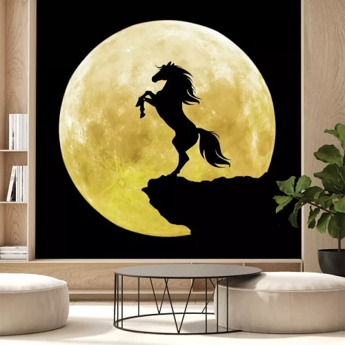 Sticker Reitpferd vor dem Hintergrund des Vollmondes