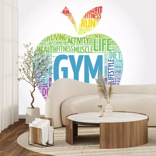 Sticker GYM Apfel Wort Wolke, Gesundheit Konzept