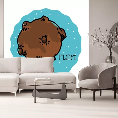 Sticker Planet mit Kratern blauer Hintergrund Grafik