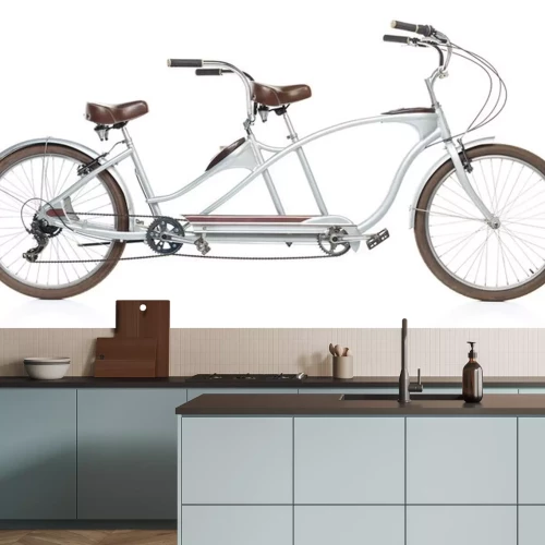 Sticker Retro-Stil Tandem-Fahrrad auf einem weißen isoliert