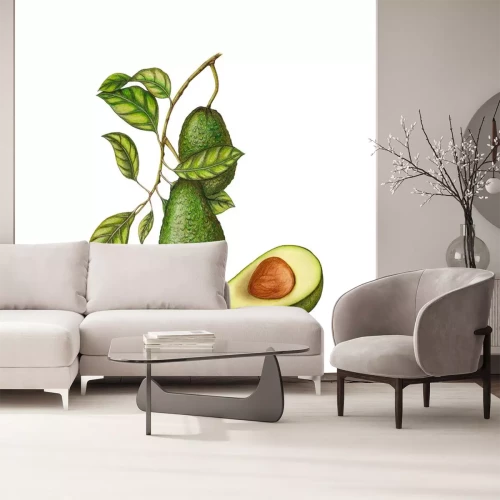 Sticker Zeichnung mit Avocado-Frucht auf einem Zweig