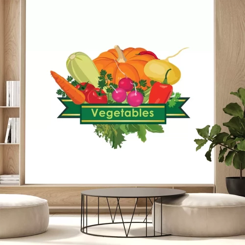 Sticker Verschiedene Gemüsesorten bunte Werbegrafik
