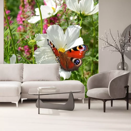 Sticker Blumen und Schmetterlinge auf einer Wiese