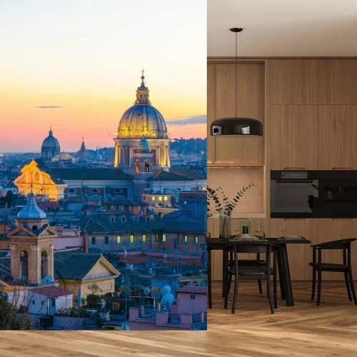 Sticker Sonnenuntergang über Rom, gesehen vom Park Billa Borghese