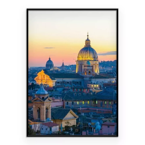 Poster Sonnenuntergang über Rom, gesehen vom Park Billa Borghese
