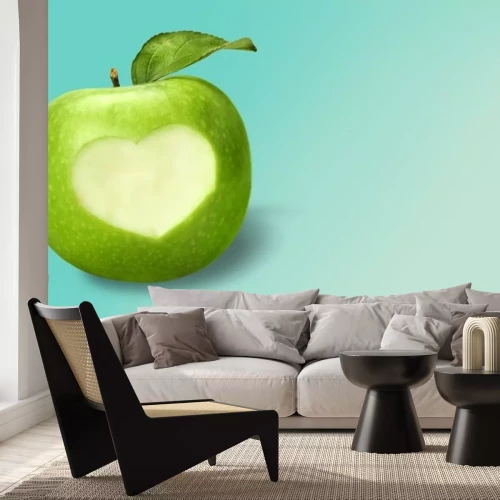 Sticker Grüner Apfel mit ausgeschnittener Herzform